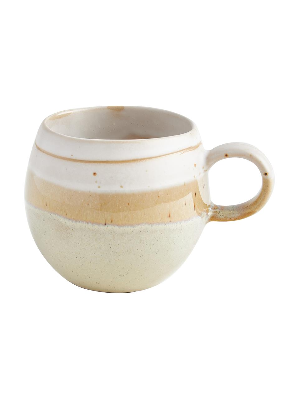 Handgemachte Tasse April mit effektvollen Farbverläufen, Steingut
Eine Hälfte glasiert, eine Hälfte naturbelassen, was den Charakter der Handwerkskunst hervorhebt., Gelbtöne, Ø 9 x H 8 cm, 275 ml