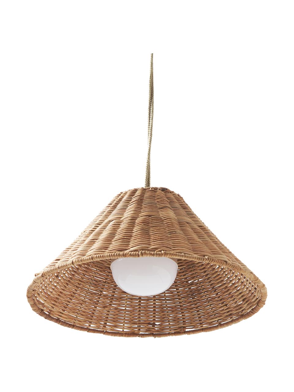 Zewnętrzna lampa wisząca LED z funkcją przyciemniania Calobra, Włókno naturalne, Brązowy, Ø 38 x W 18 cm