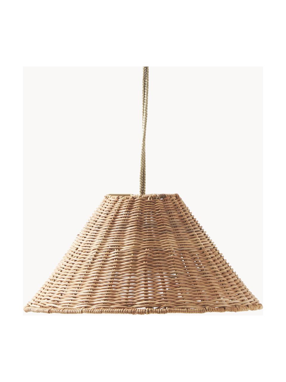 Mobiel dimbare outdoor hanglamp Calobra, Natuurlijke vezels, Bruin, Ø 38 x H 18 cm