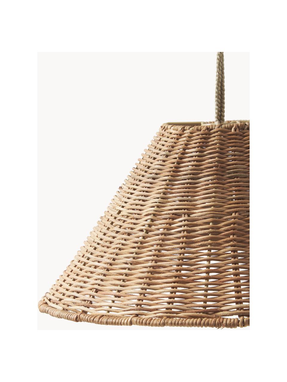 Mobile dimmbare Outdoor-Pendelleuchte Calobra, Naturfaser, Braun, Ø 38 x H 18 cm