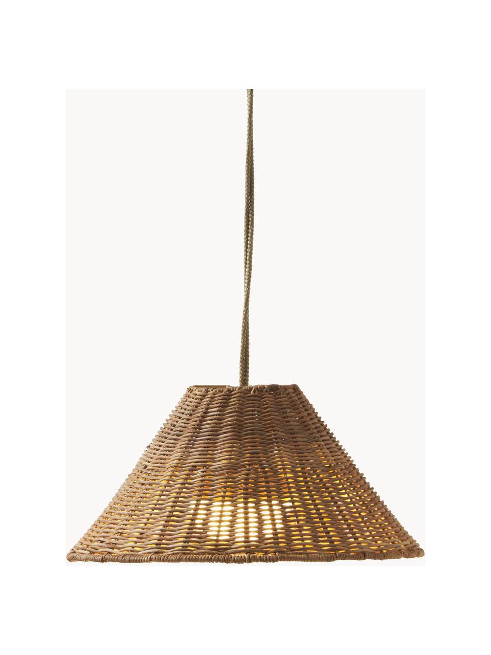 Mobiel dimbare outdoor hanglamp Calobra, Natuurlijke vezels, Bruin, Ø 38 x H 18 cm