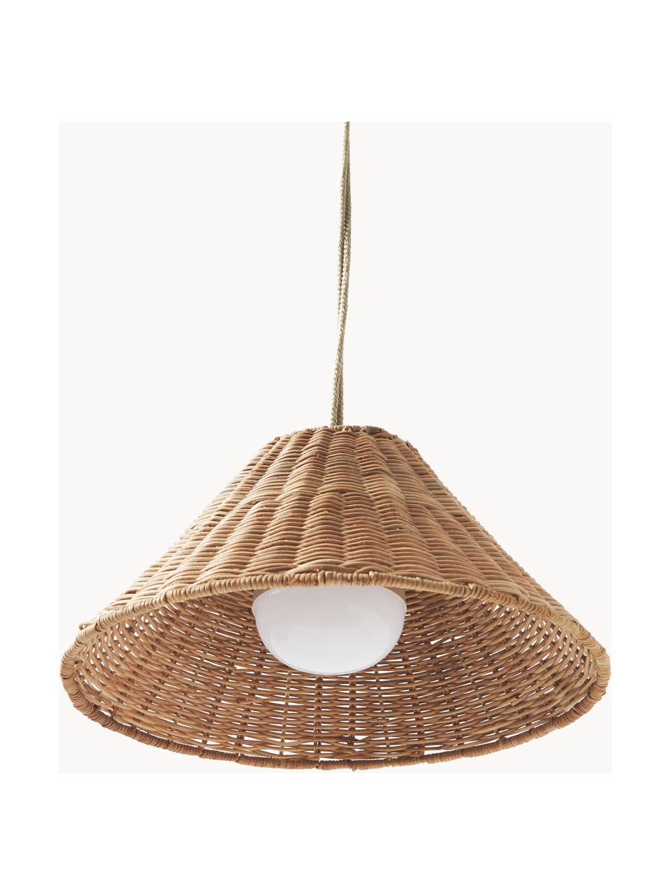 Mobiel dimbare outdoor hanglamp Calobra, Natuurlijke vezels, Bruin, Ø 38 x H 18 cm