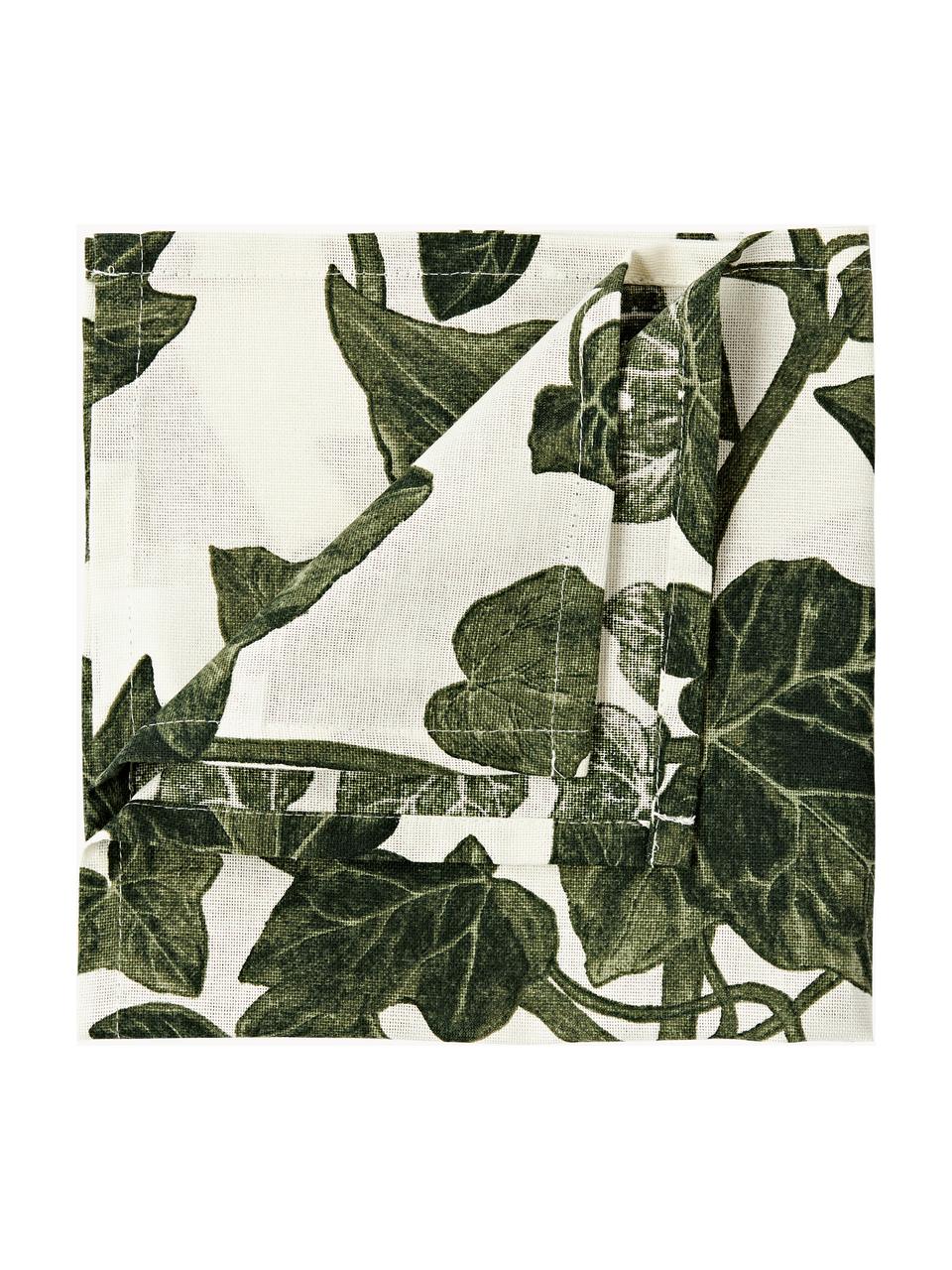 Servilletas de tela Ivy, 8 uds., 100% algodón, Verde oliva, blanco Off White, An 45 x L 45 cm