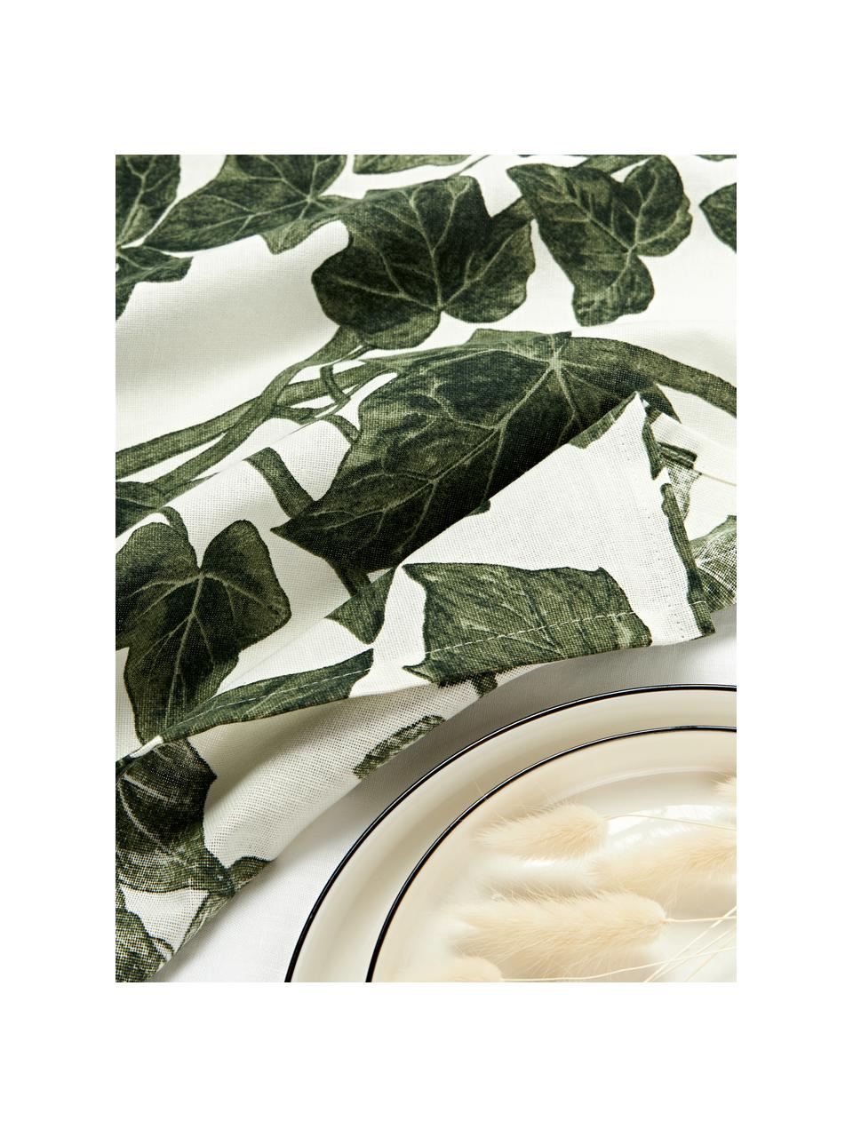 Servilletas de tela Ivy, 8 uds., 100% algodón, Verde oliva, blanco Off White, An 45 x L 45 cm