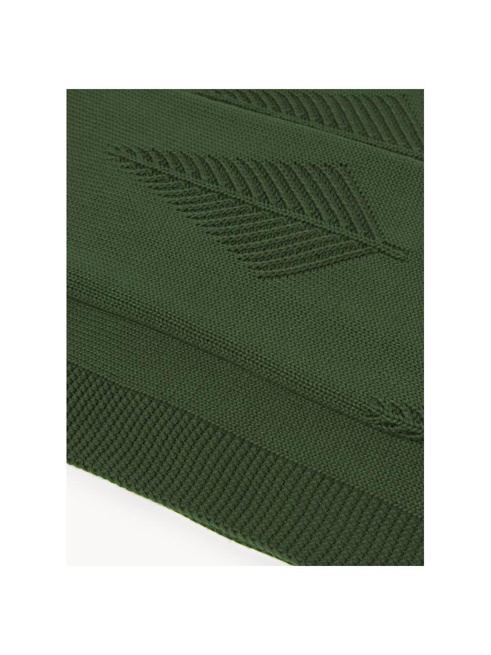 Coperta in cotone con motivo invernale Beryl, 100% cotone, Verde scuro, Larg. 130 x Lung. 170 cm