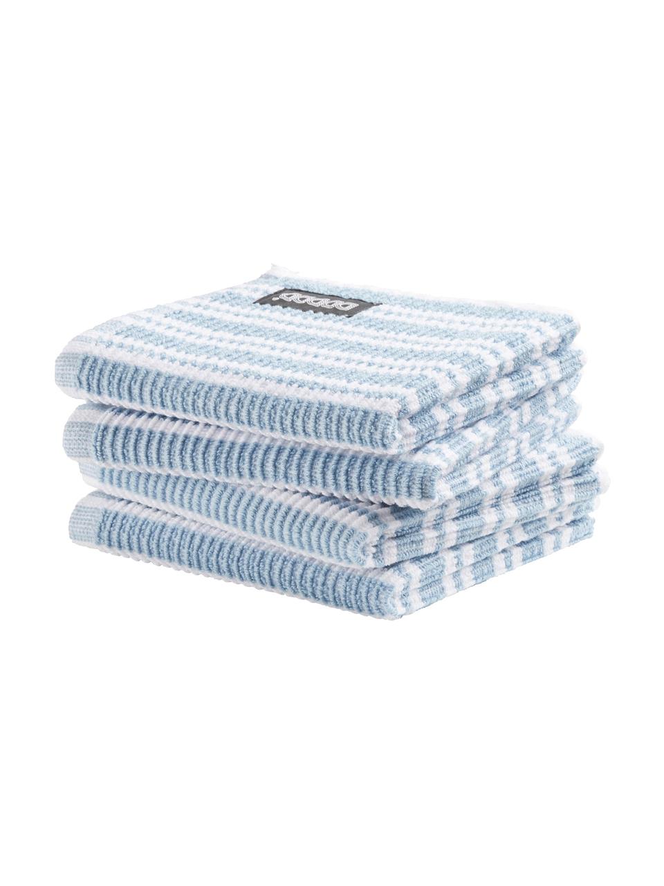 Reinigungstücher Basic Clean, 4 Stück, Baumwolle, Blau, Weiß, B 30 x L 30 cm