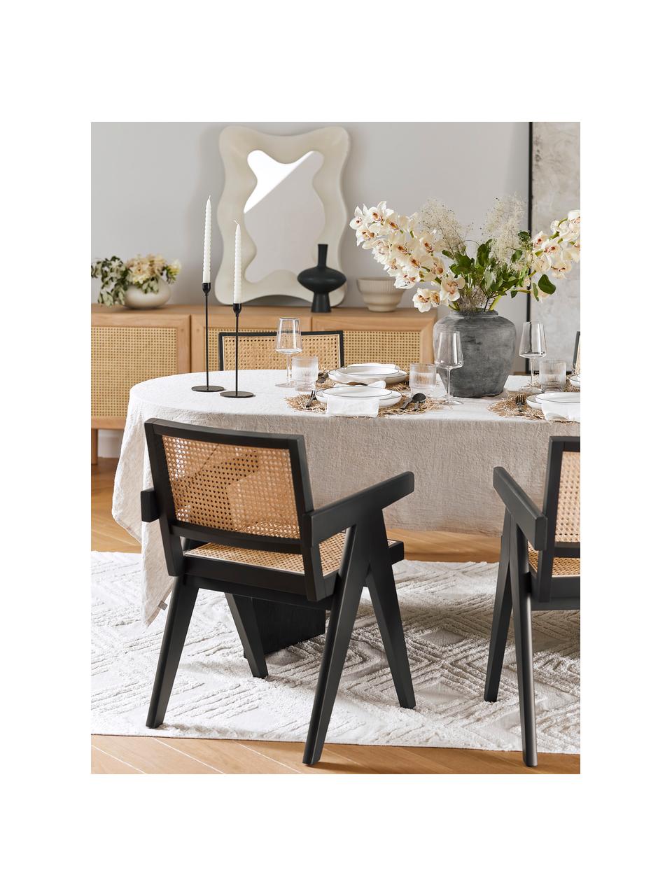 Židle s područkami a vídeňskou pleteninou Sissi, Černá, Š 52 cm, H 58 cm