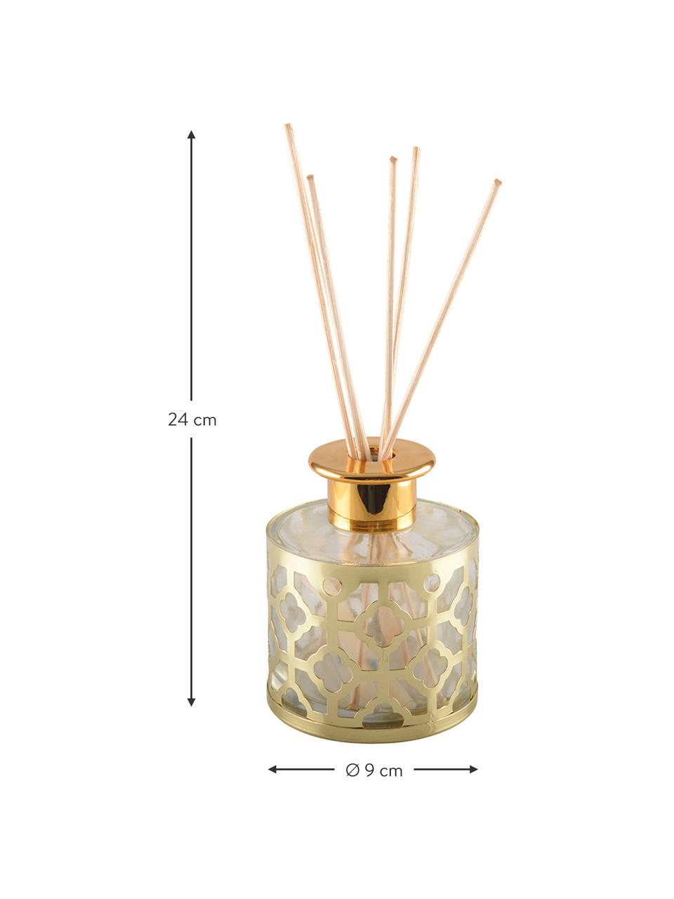 Diffuseur Helion (vanille), Métal, verre, huile parfumée, bâtonnets en bois, Couleur dorée, transparent, Ø 9 x haut. 24 cm