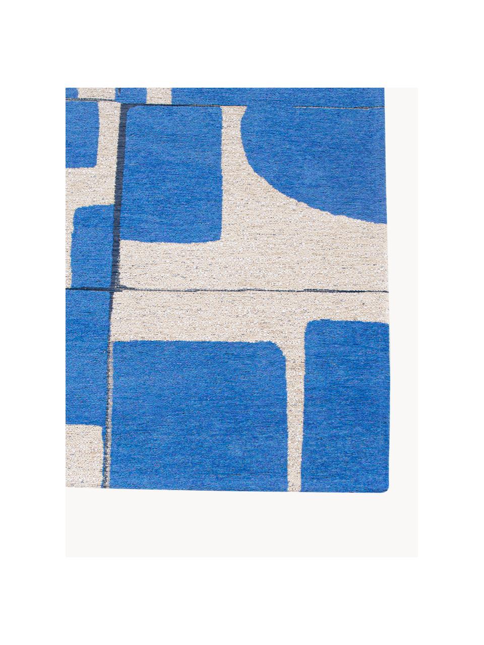 Alfombra con estampado gráfico Papercut, 100% poliéster, Azul, blanco crema, An 80 x L 150 cm (Tamaño XS)