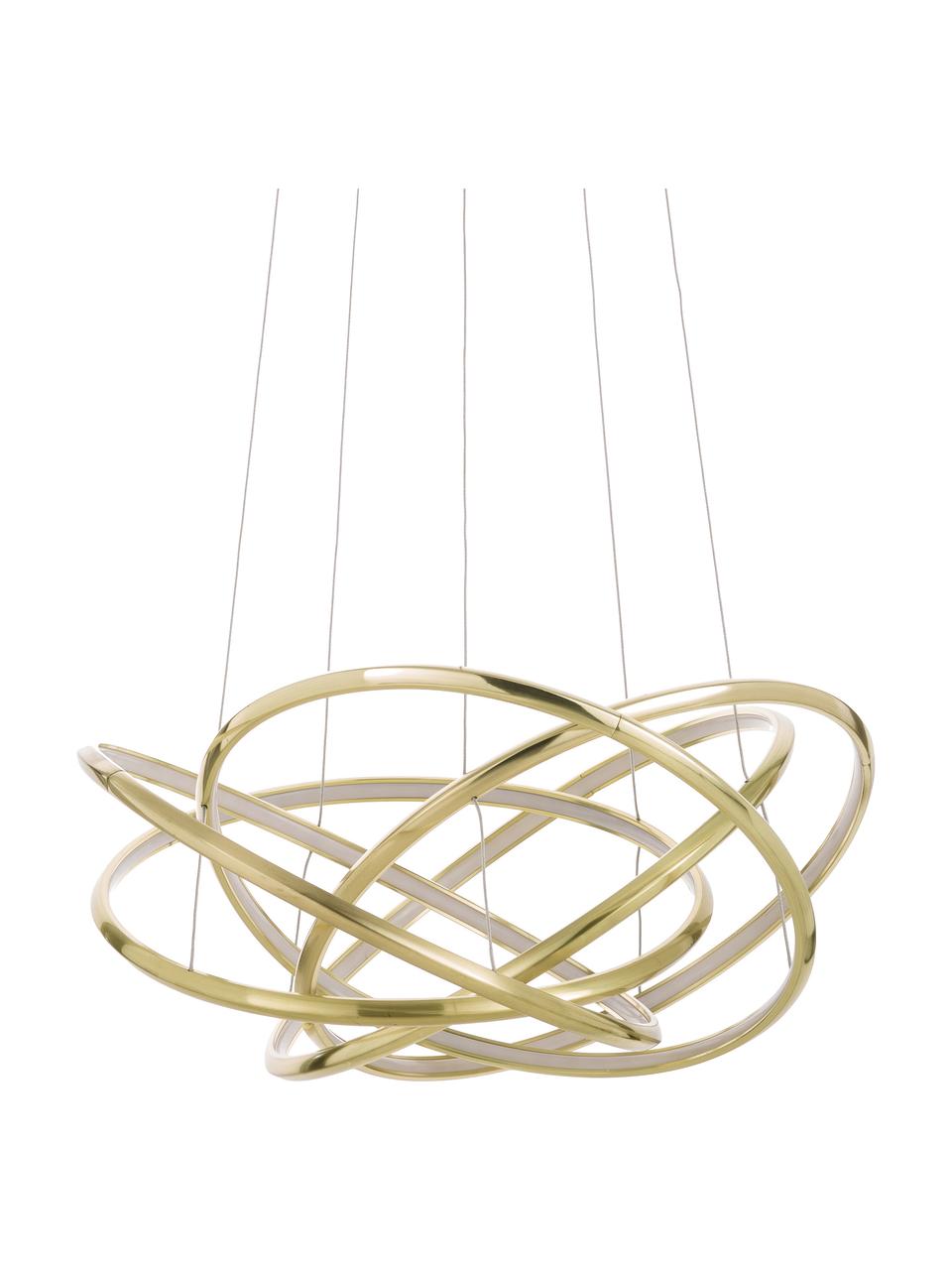 Lampada a sospensione a LED dorata Saturn, Paralume: alluminio verniciato a po, Baldacchino: acciaio ottonato, Oro, Ø 72 x Alt. 75 cm