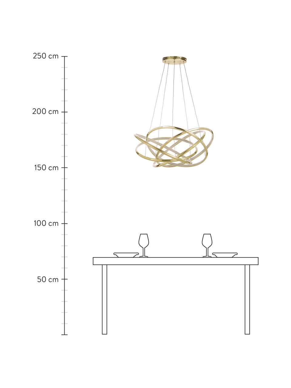 Grande suspension LED Saturn, Couleur dorée, Ø 72 x haut. 75 cm