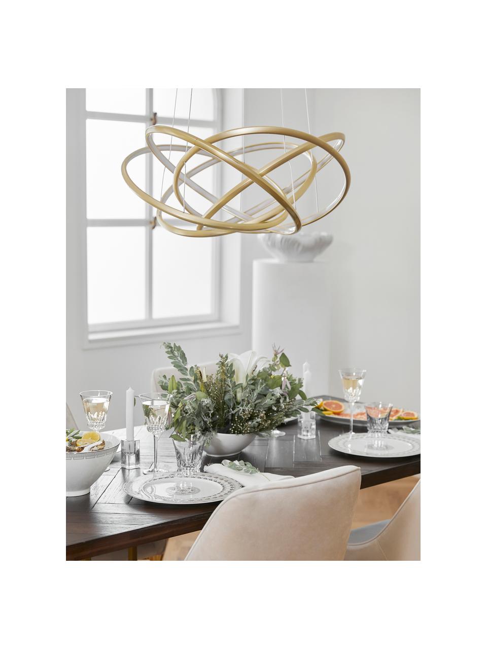 Grosse LED-Pendelleuchte Saturn, Lampenschirm: Aluminium, pulverbeschich, Baldachin: Stahl, vermessingt, Goldfarben, Ø 72 x H 40 cm