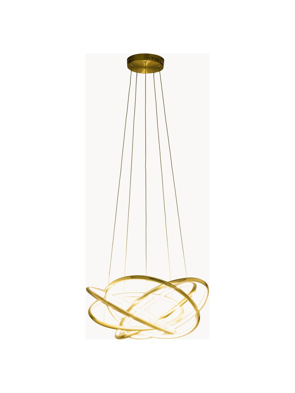 Große LED-Pendelleuchte Saturn, Lampenschirm: Aluminium, pulverbeschich, Baldachin: Stahl, vermessingt, Goldfarben, Ø 72 x H 40 cm