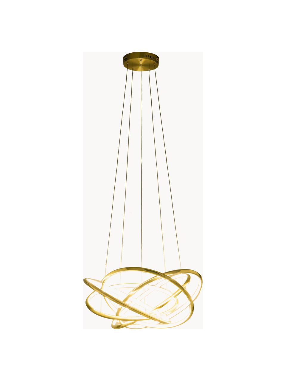 Veľká závesná LED lampa Saturn, Odtiene zlatej, Ø 72 x V 75 cm