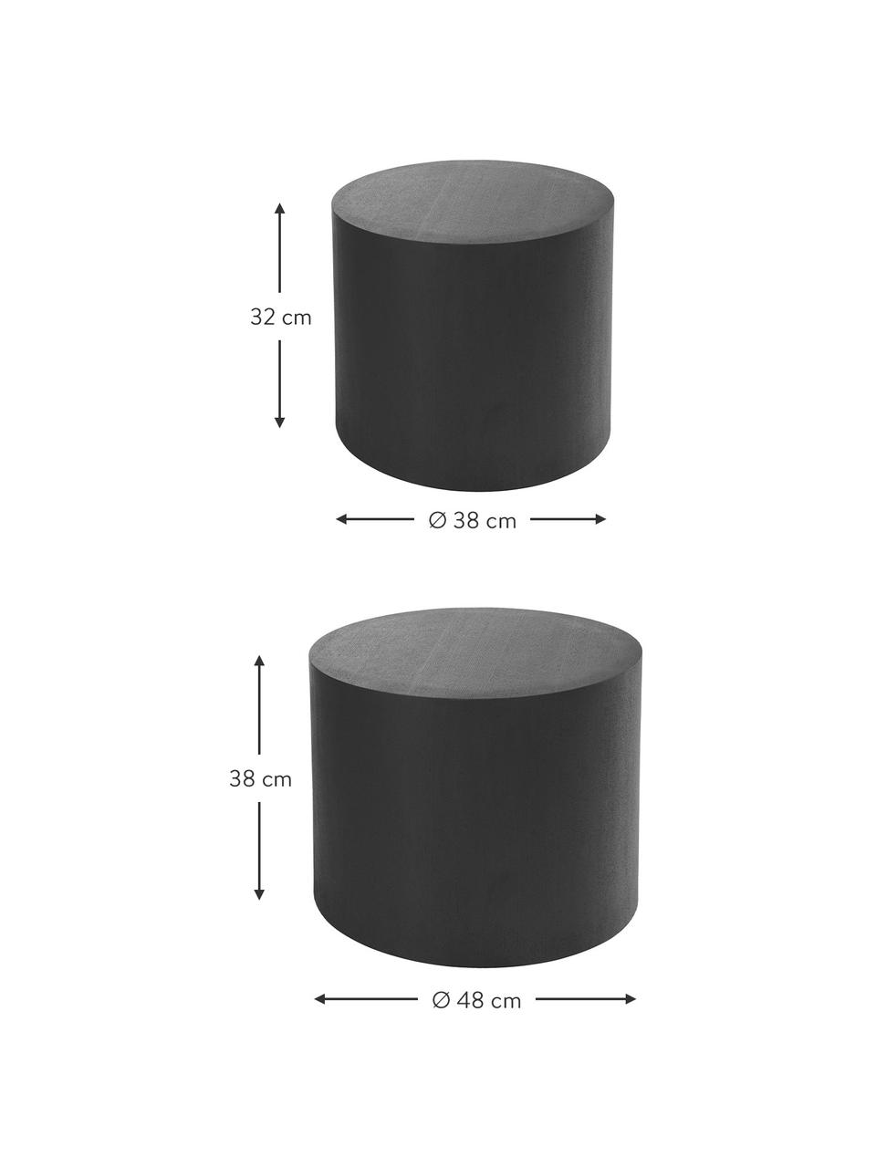 Set de mesas de centro de madera Dan, 2 uds., Tablero de fibras de densidad media (MDF) chapado en madera de fresno, Negro, Set de diferentes tamaños