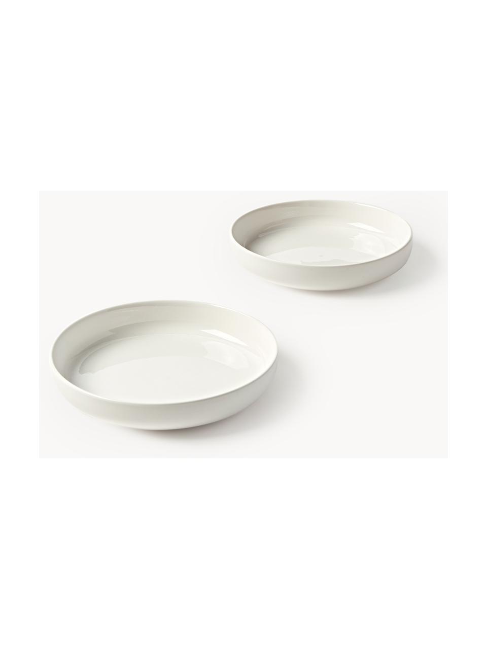 Porzellan Pastateller Nessa, 2 Stück, Hochwertiges Hartporzellan, Off White, glänzend, Ø 21 cm