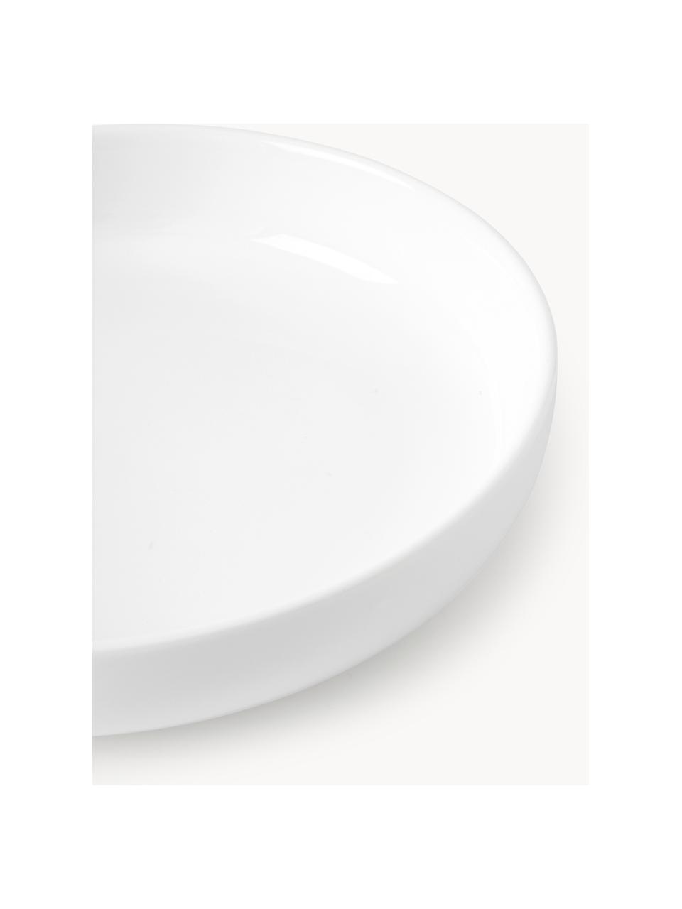 Porcelánové talíře na těstoviny Nessa, 4 ks, Vysoce kvalitní tvrdý porcelán, glazovaný, Tlumeně bílá, lesklá, Ø 21 cm
