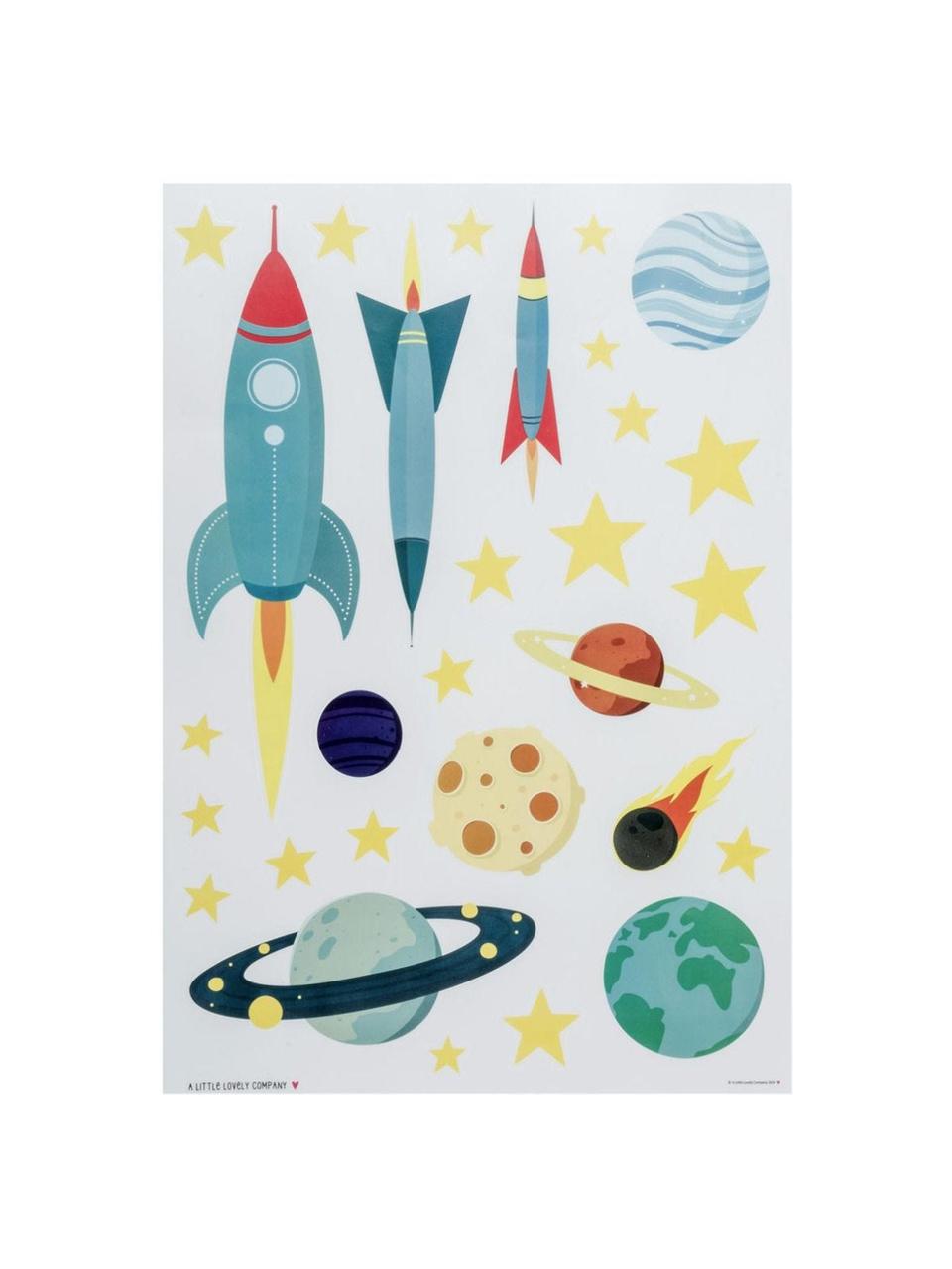 Set adesivi murali Space, 29 pz. , Materiale sintetico, Multicolore, Larg. 35 x Alt. 50 cm