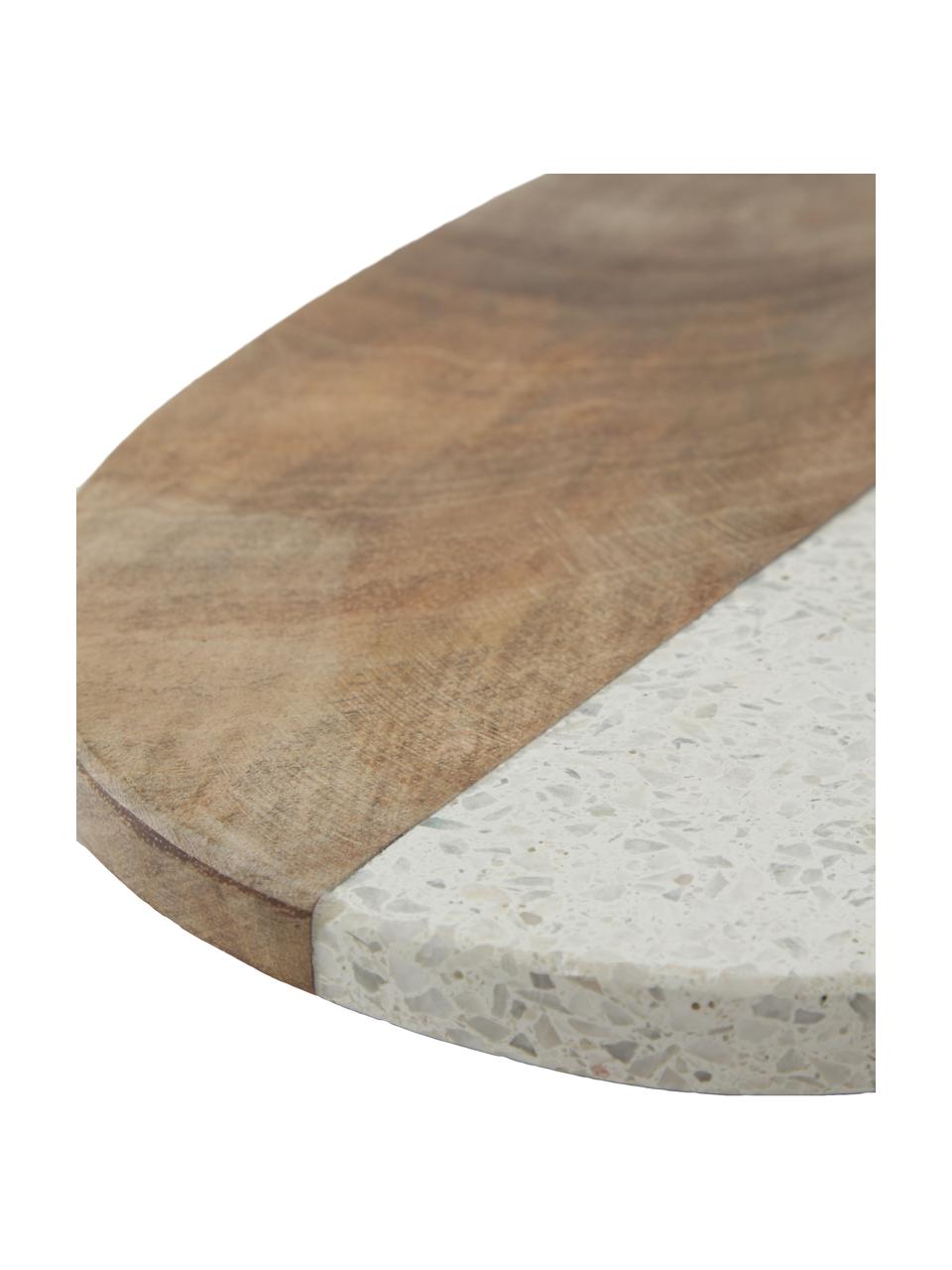 Planche à découper en marbre et bois Augustine, 20 x 40 cm, Bois de manguier, beige