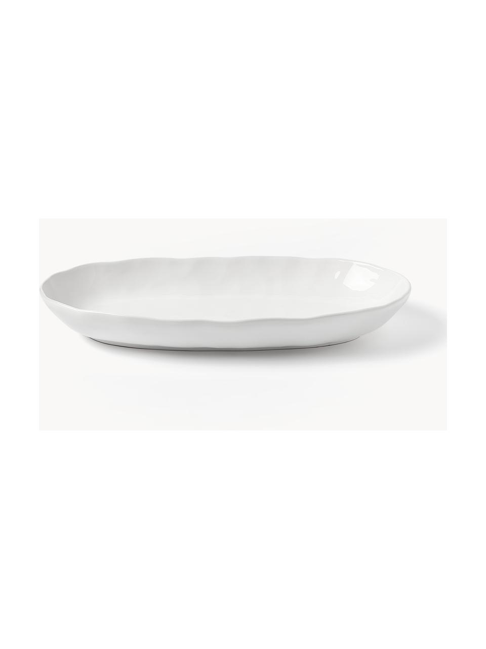 Set de fuentes grandes Cassia, 2 uds., Cerámica de gres, Blanco, Set de diferentes tamaños