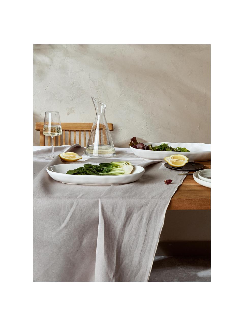 Set 2 piatti da portata grandi Cassia, Gres, Bianco, Set in varie misure