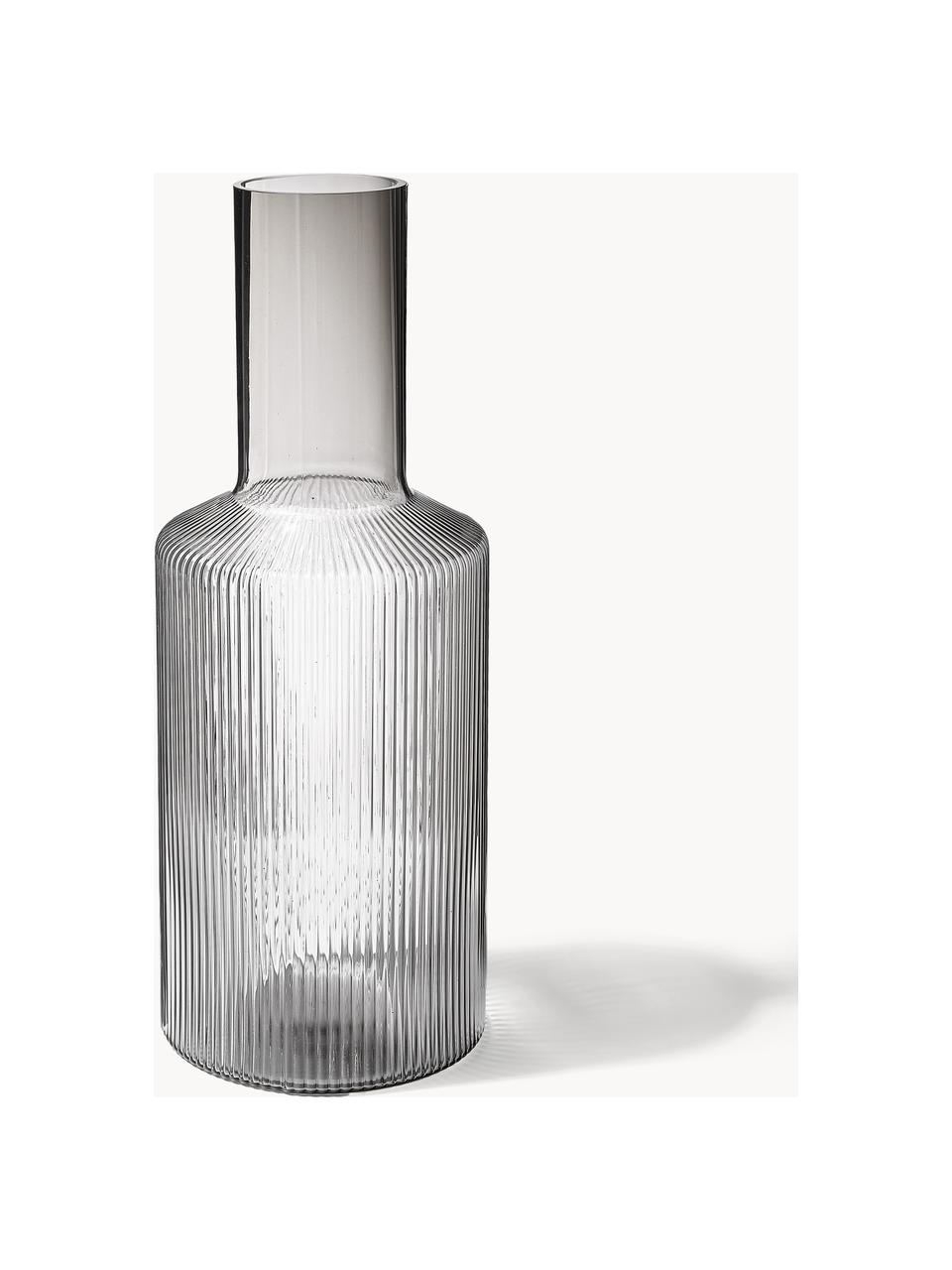 Carafe striée soufflée bouche Ripple, 1 L, Verre, soufflé bouche, Gris, transparent, 1 L