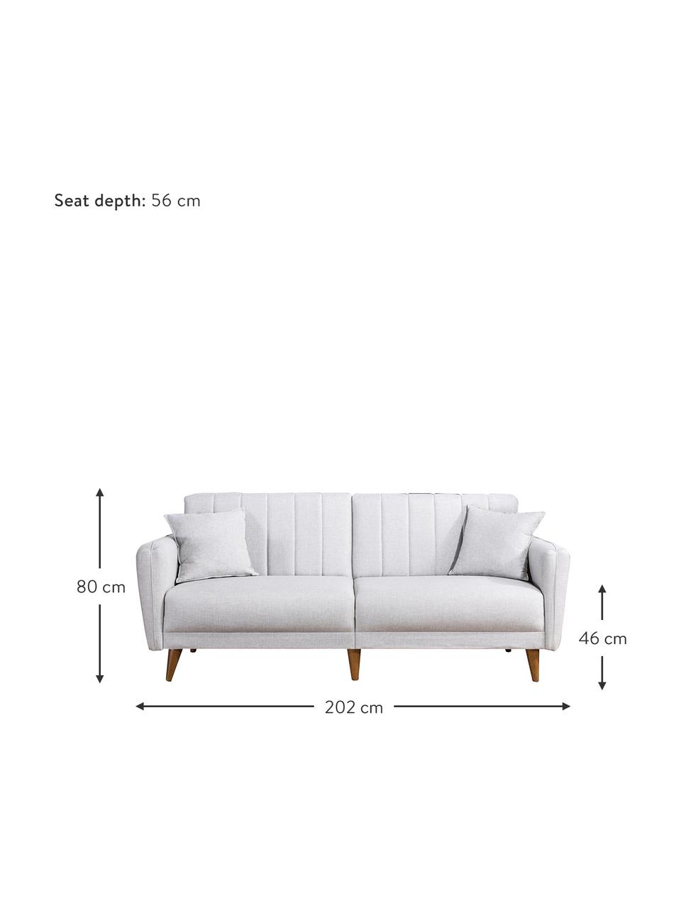 Sofa z funkcją spania (3-osobowa) Aqua, Tapicerka: len, Stelaż: drewno rogowe, metal, Nogi: drewno naturalne, Beżowy, S 202 x G 85 cm