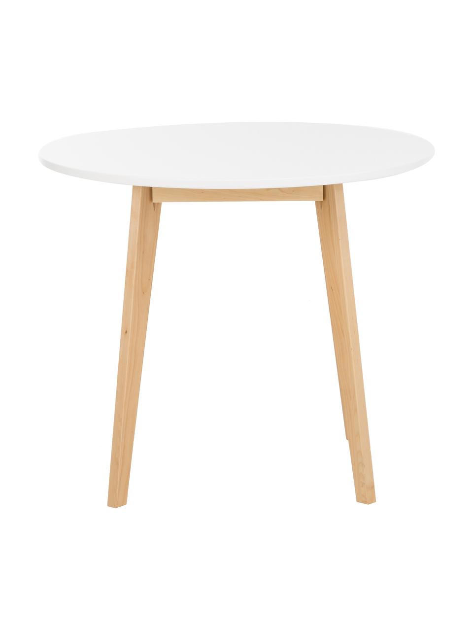 Kulatý jídelní stůl Raven, Ø 90 cm, Březové dřevo, bílá, Ø 90 cm x V 76 cm