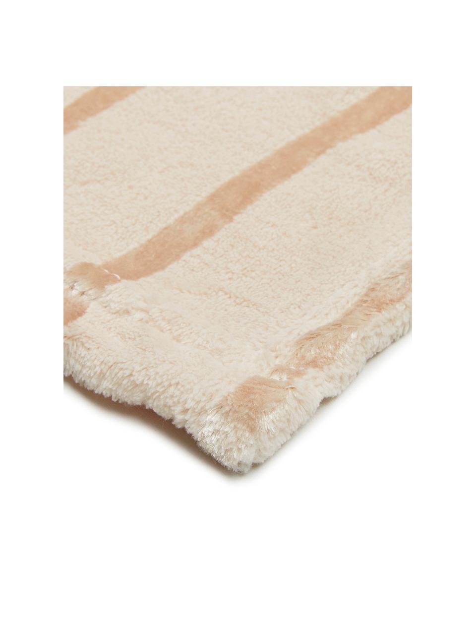 Weiches Fleece-Plaid Clyde mit schimmernden Streifen, 100% Polyester, Beige, Gebrochenes Weiß, 130 x 160 cm