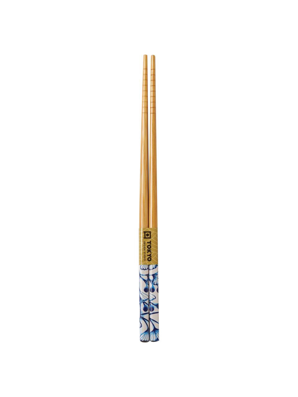 Bacchette in bambù Flora Japonica, 5 paia, Bambù, Bianco, blu, marrone chiaro, Lung. 23 cm