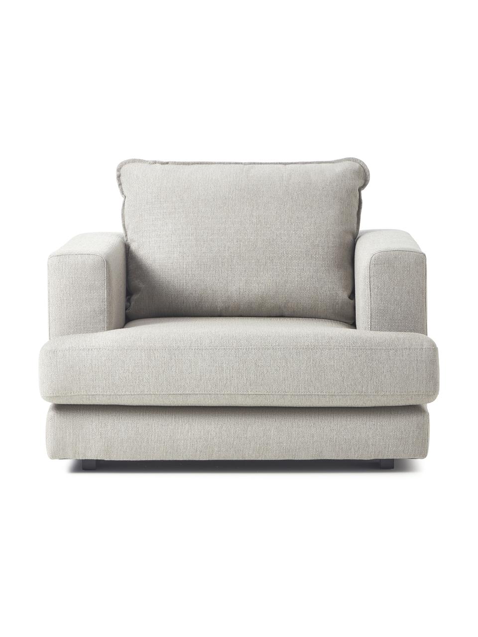 Fauteuil Tribeca, Bekleding: 100% polyester Met 23.000, Frame: massief grenenhout, Poten: massief gelakt beukenhout, Geweven stof beigegrijs, B 110 x H 96 cm
