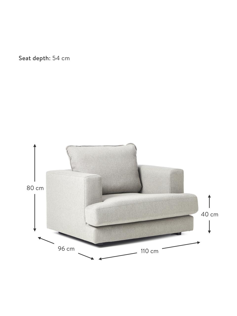 Sessel Tribeca, Bezug: 100 % Polyester Der hochw, Gestell: Massives Kiefernholz, Füße: Massives Buchenholz, lack, Webstoff Beigegrau, B 110 x T 96 cm