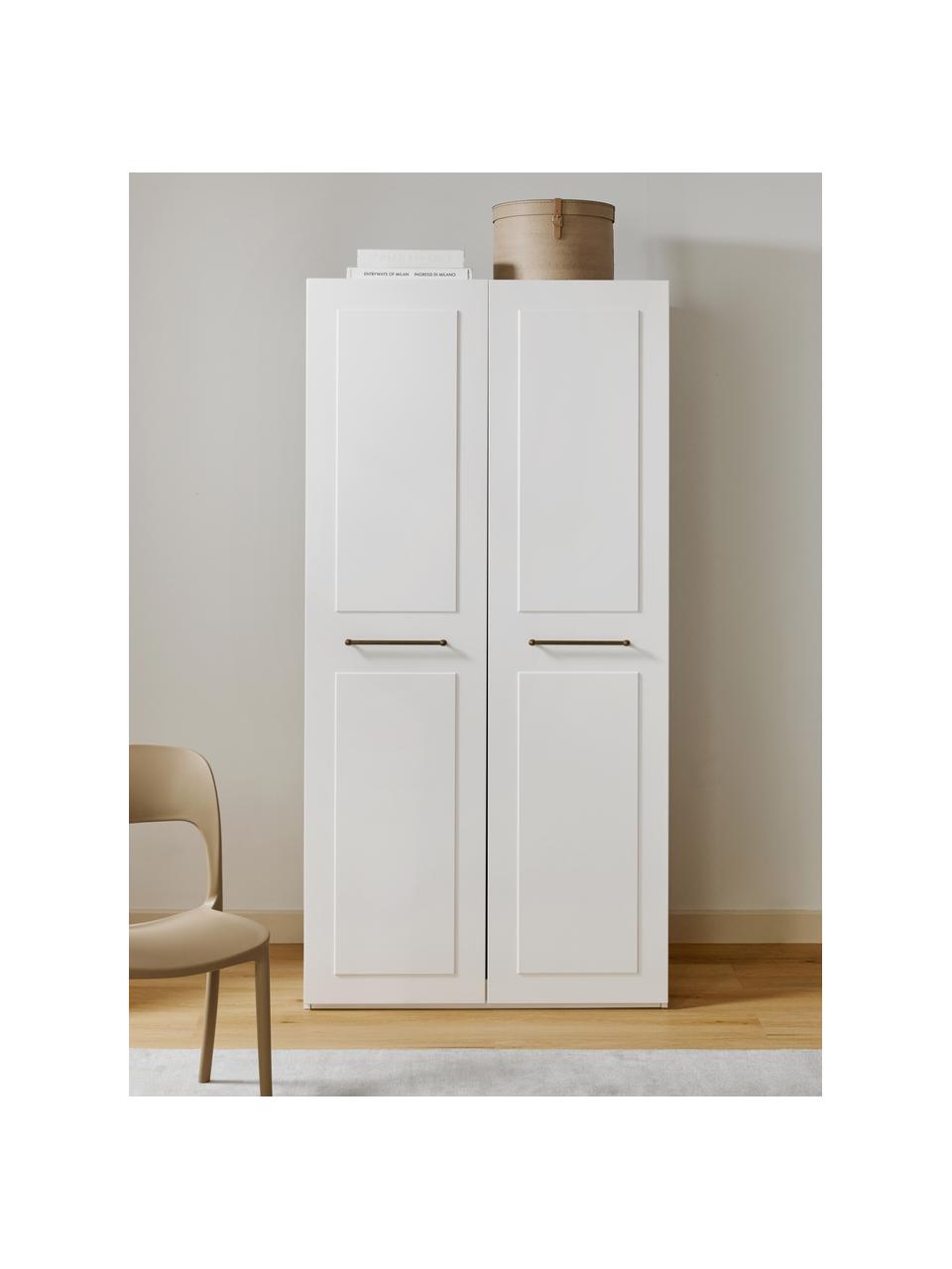 Modularer Drehtürenschrank Charlotte, 100 cm Breite, mehrere Varianten, Korpus: Spanplatte, melaminbeschi, Griffe: Messing Dieses Produkt wi, Weiß, Basic Interior, B 100 x H 200 cm