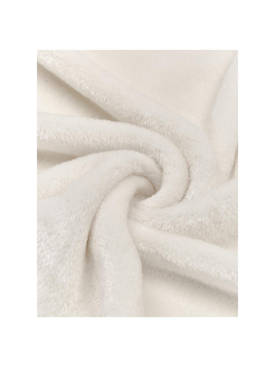 Jemná deka s brmbolcami Bomla, 100 % polyester, Krémovobiela, Š 130 x D 170 cm