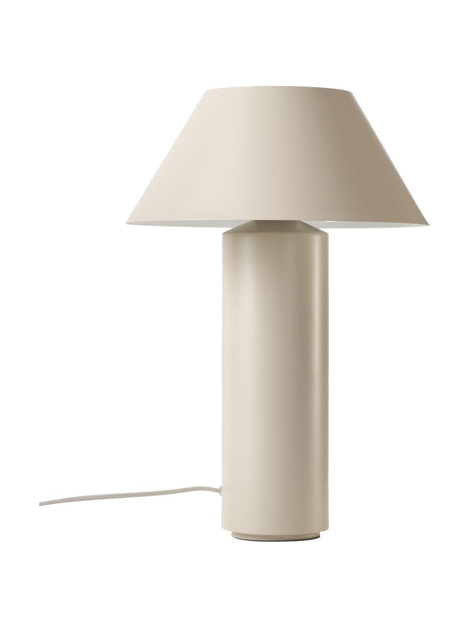 Lámpara de mesa Niko, Pantalla: metal recubierto, Cable: cubierto en tela, Beige, Ø 35 x Al 55 cm