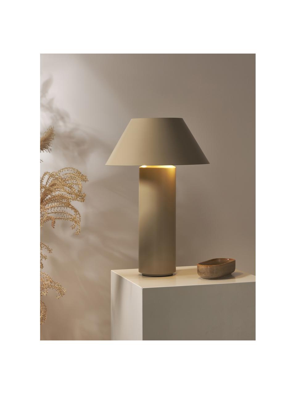 Tafellamp Niko, Lampenkap: gecoat metaal, Lampvoet: gecoat metaal, Lichtbeige, B 35 x H 55 cm