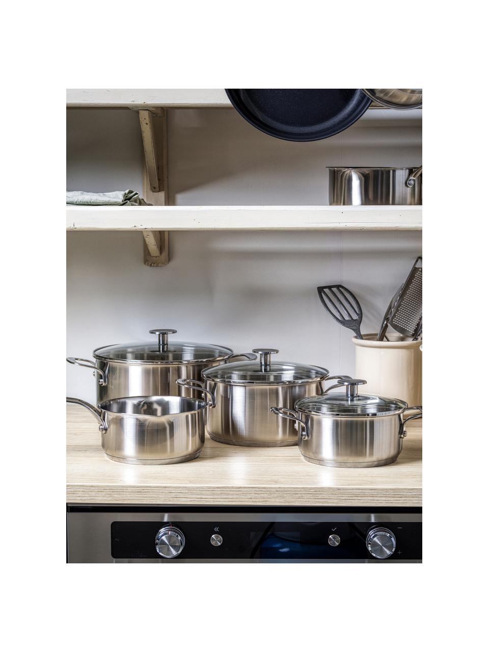 Batería de cocina KitchenAid, 7 uds., Plateado, Set de diferentes tamaños, 7 pzas.