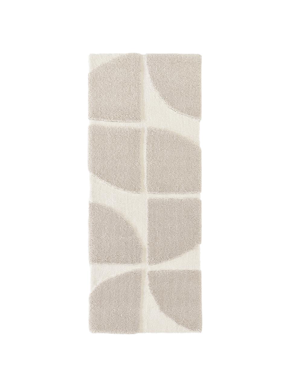 Tapis d'entrée moelleux à poils longs en relief Jade, Beige, blanc crème, larg. 80 x long. 200 cm