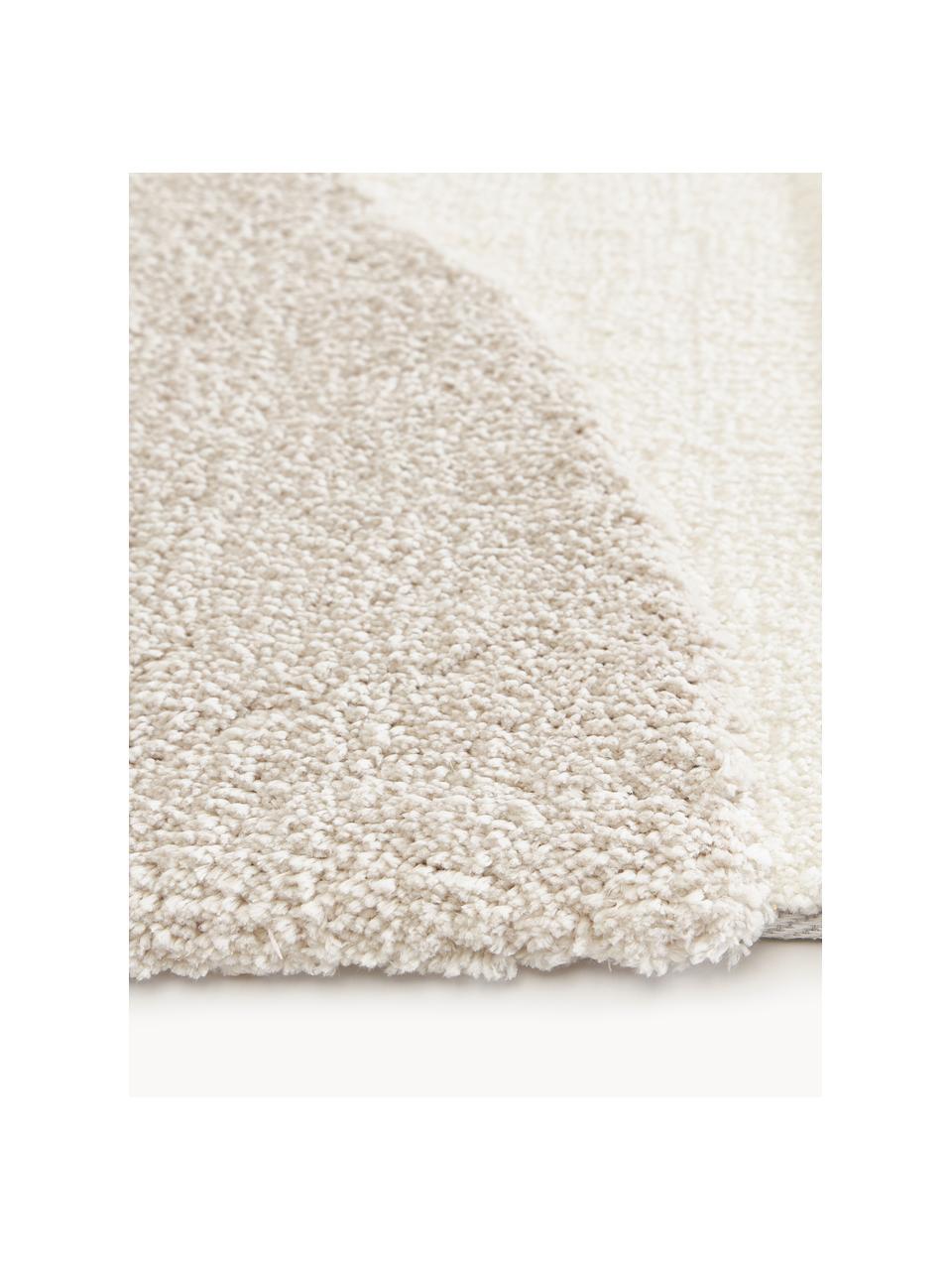 Tapis d'entrée moelleux à poils longs texturé Jade, Beige, blanc crème, larg. 80 x long. 200 cm