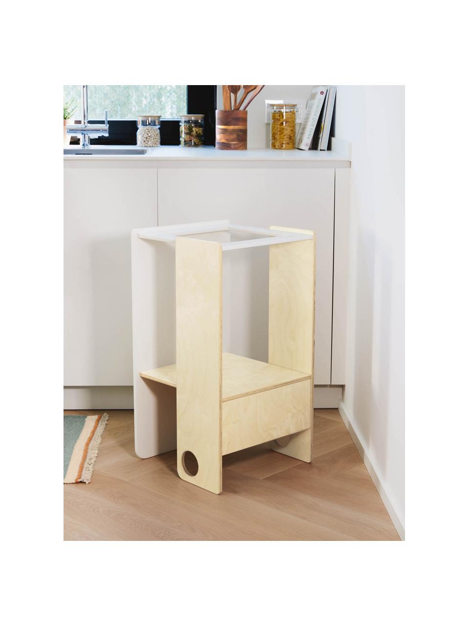 Kinder-Lernturm Nuun, Mitteldichte Holzfaserplatte (MDF), Holz, Weiss, B 38 x H 71 cm