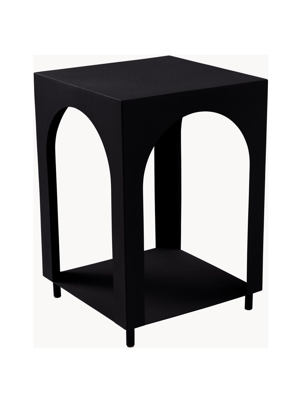 Tavolino Vesta, Pannello di fibra a media densità (MDF), con finitura in legno di frassino, Legno, laccato nero, Larg. 40 x Alt. 59 cm