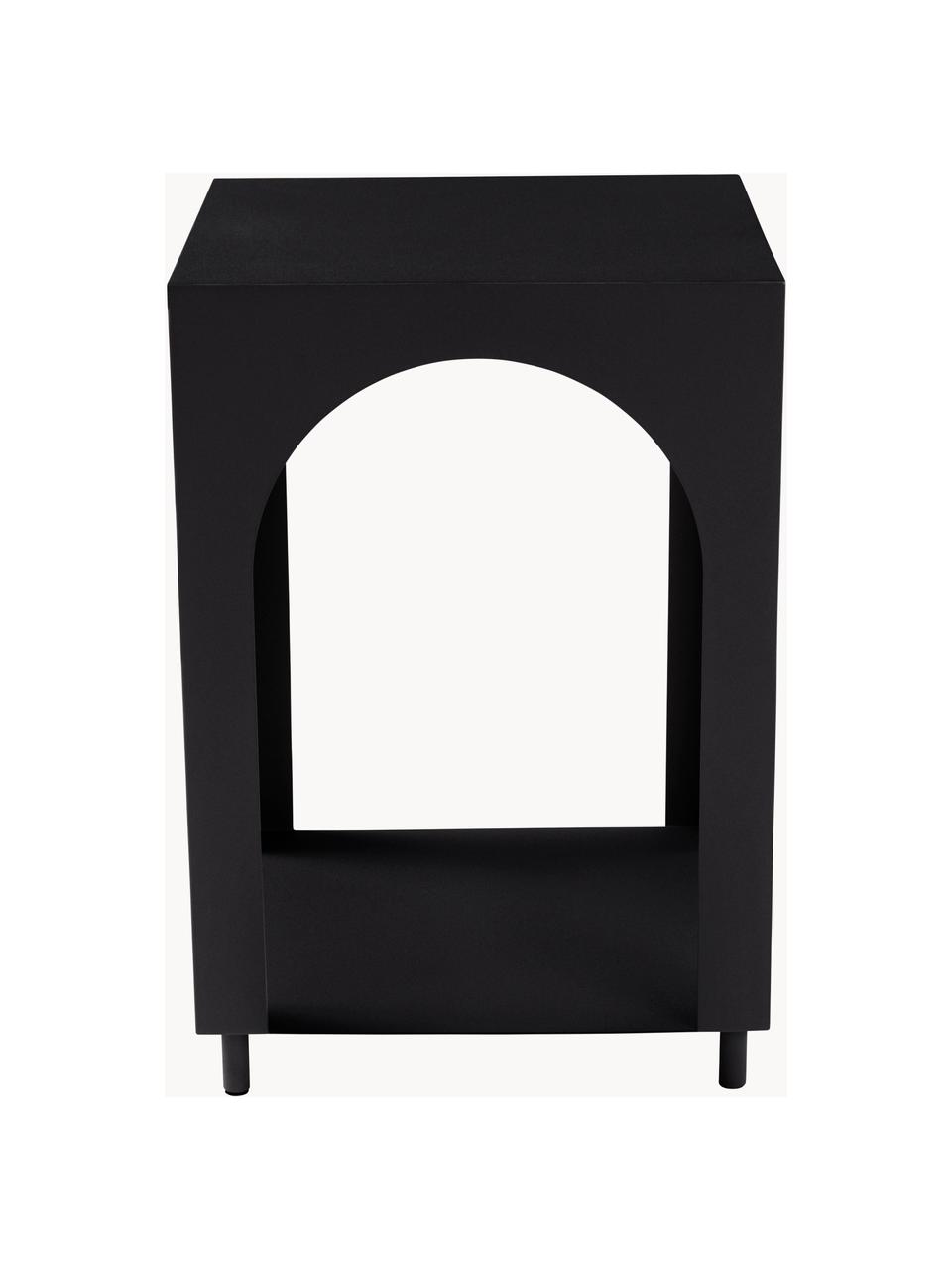 Mesa auxiliar Vesta, Tablero de fibras de densidad media (MDF), chapada en madera de fresno, Madera pintada en negro, An 40 x Al 59 cm