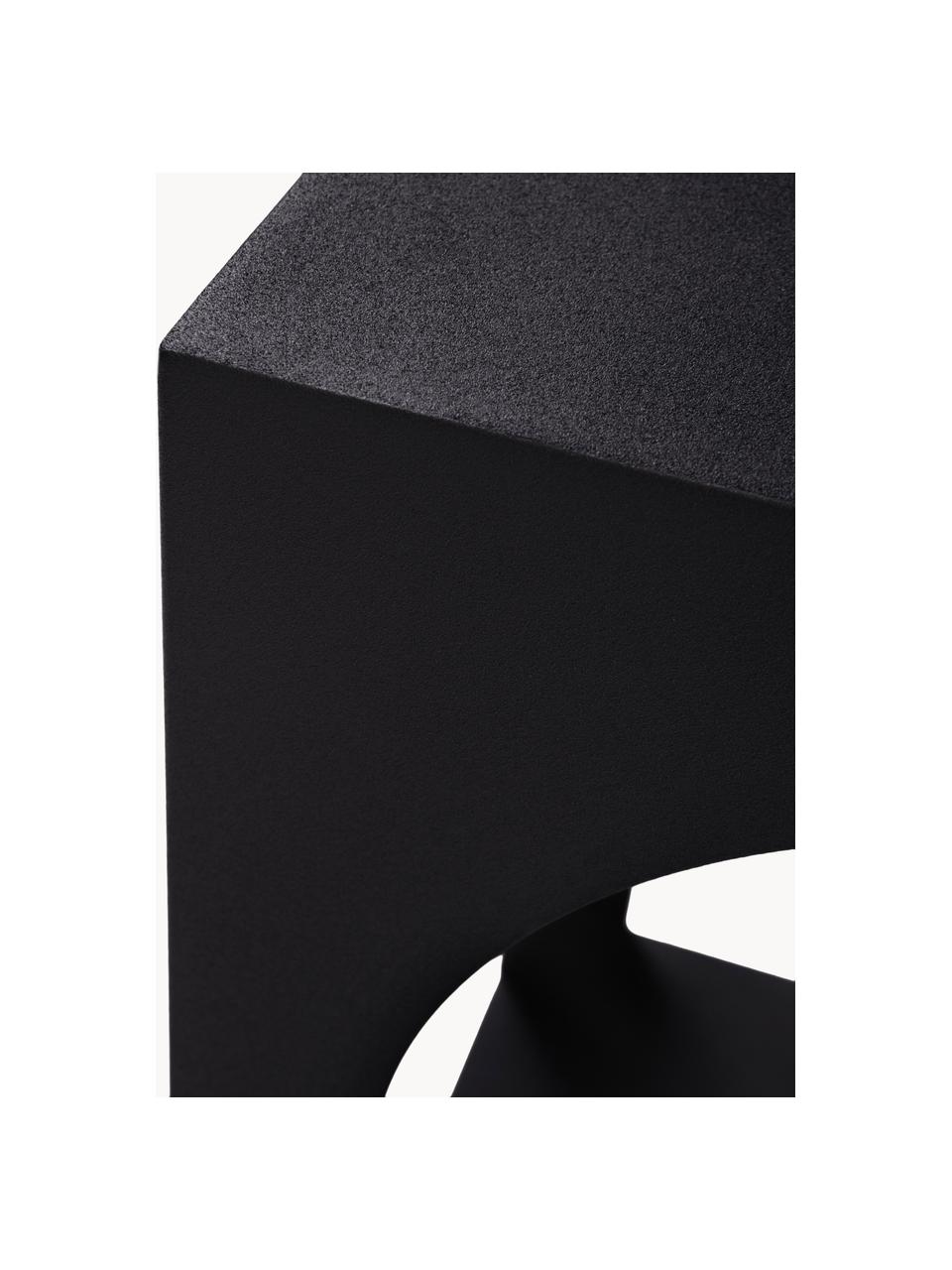 Beistelltisch Vesta mit zusätzlicher Ablage, Mitteldichte Holzfaserplatte (MDF), Eschenholzfurnier, Holz, schwarz lackiert, B 40 x H 59 cm
