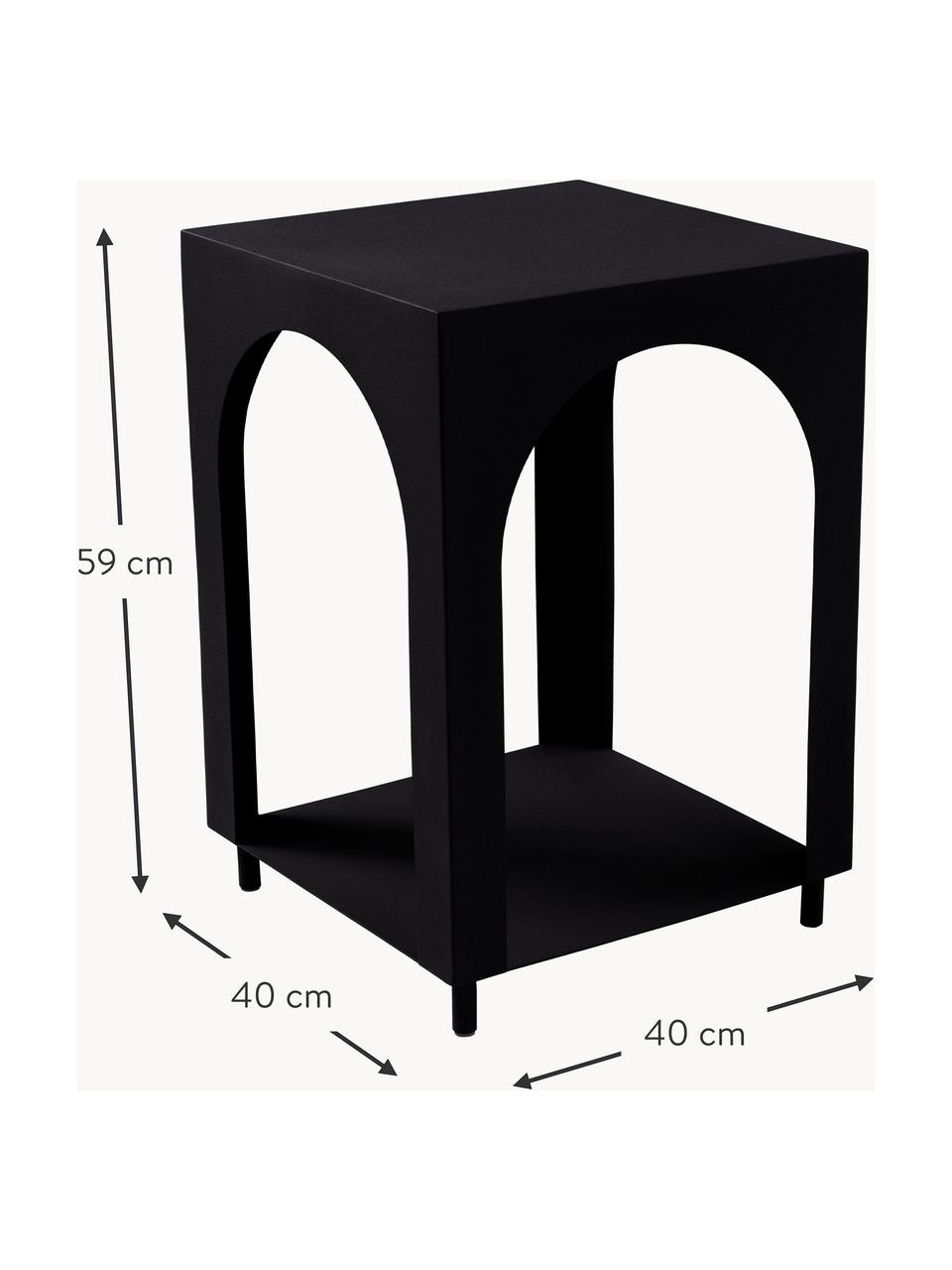 Tavolino Vesta, Pannello di fibra a media densità (MDF), con finitura in legno di frassino, Legno, laccato nero, Larg. 40 x Alt. 59 cm