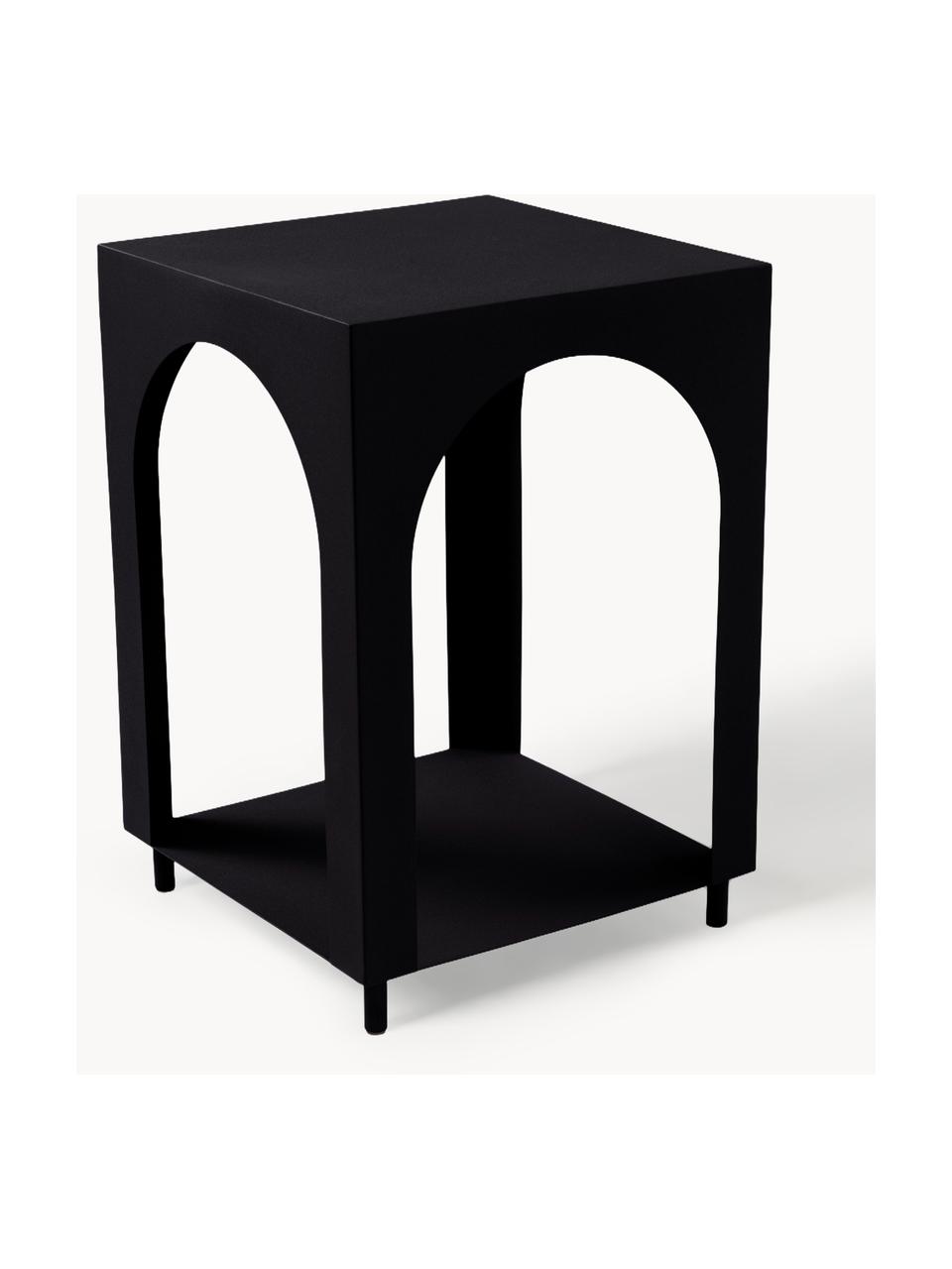 Mesa auxiliar Vesta, Tablero de fibras de densidad media (MDF), chapada en madera de fresno, Madera pintada en negro, An 40 x Al 59 cm