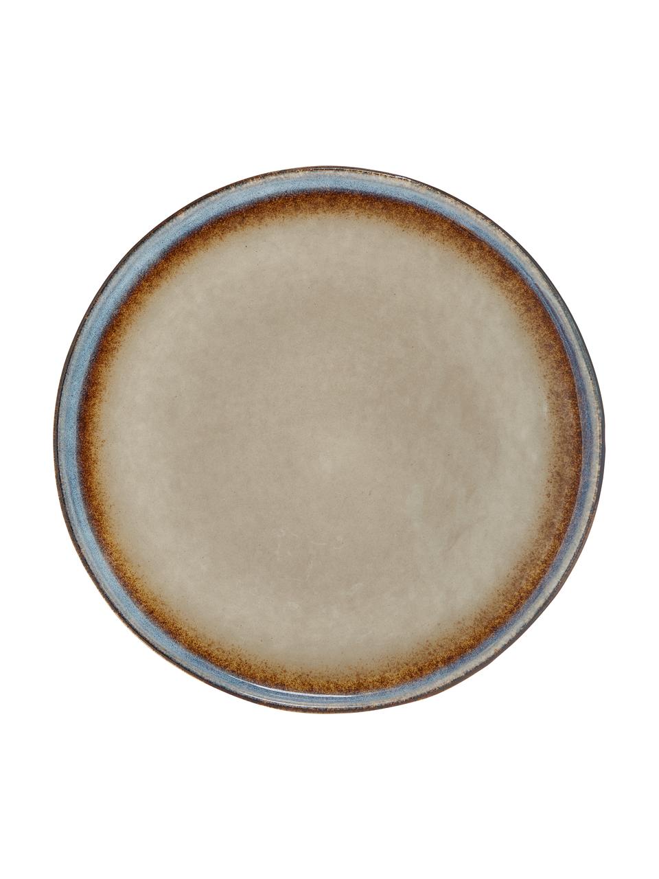 Assiettes plates faites main Nomimono, 2 pièces, Grès cérame, Tons gris, beiges et bleus, Ø 27 cm