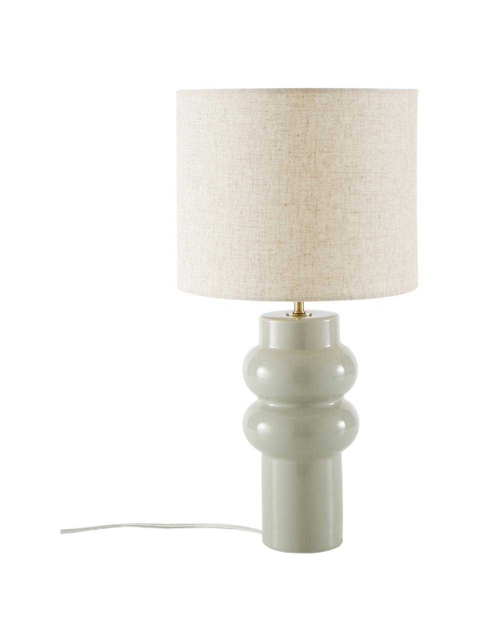 Veľká keramická stolová lampa Christine, Béžová, sivozelená, Ø 28 x V 53 cm