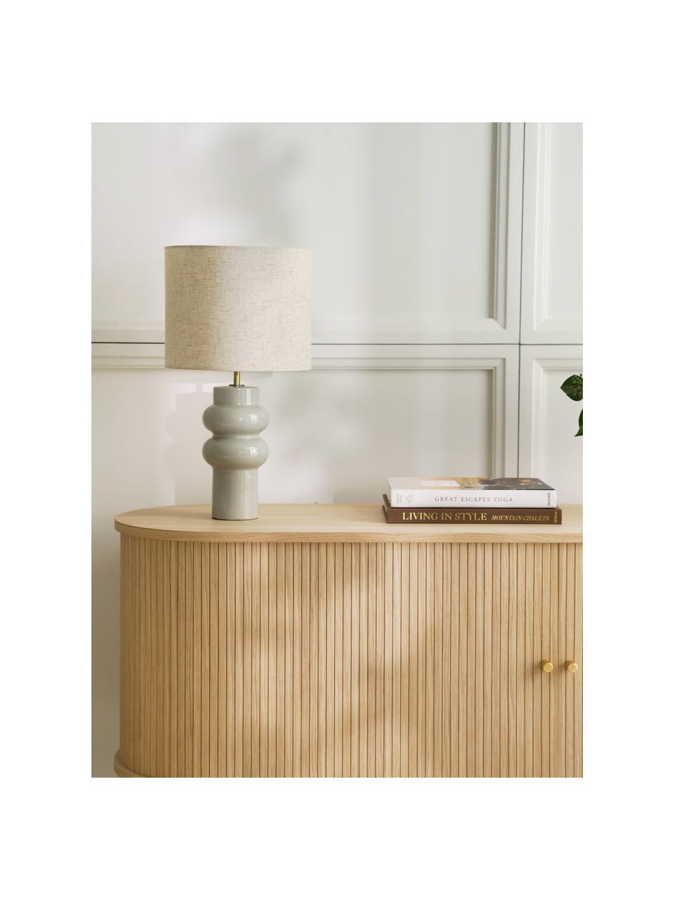 Lampa stołowa z ceramiki Christine, Beżowy, szarozielony, Ø 28 x W 53 cm