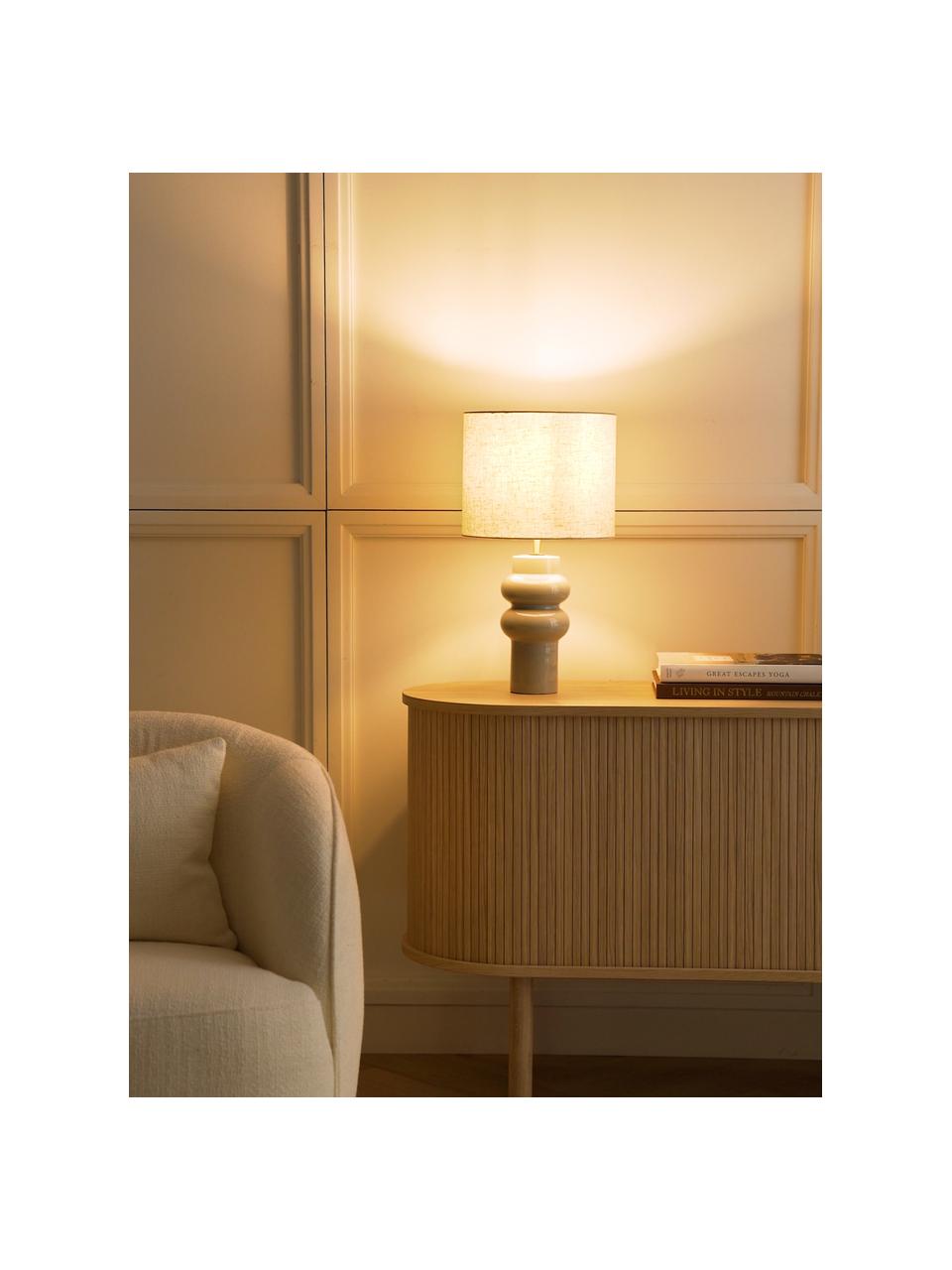 Lampa stołowa z ceramiki Christine, Beżowy, szarozielony, Ø 28 x W 53 cm