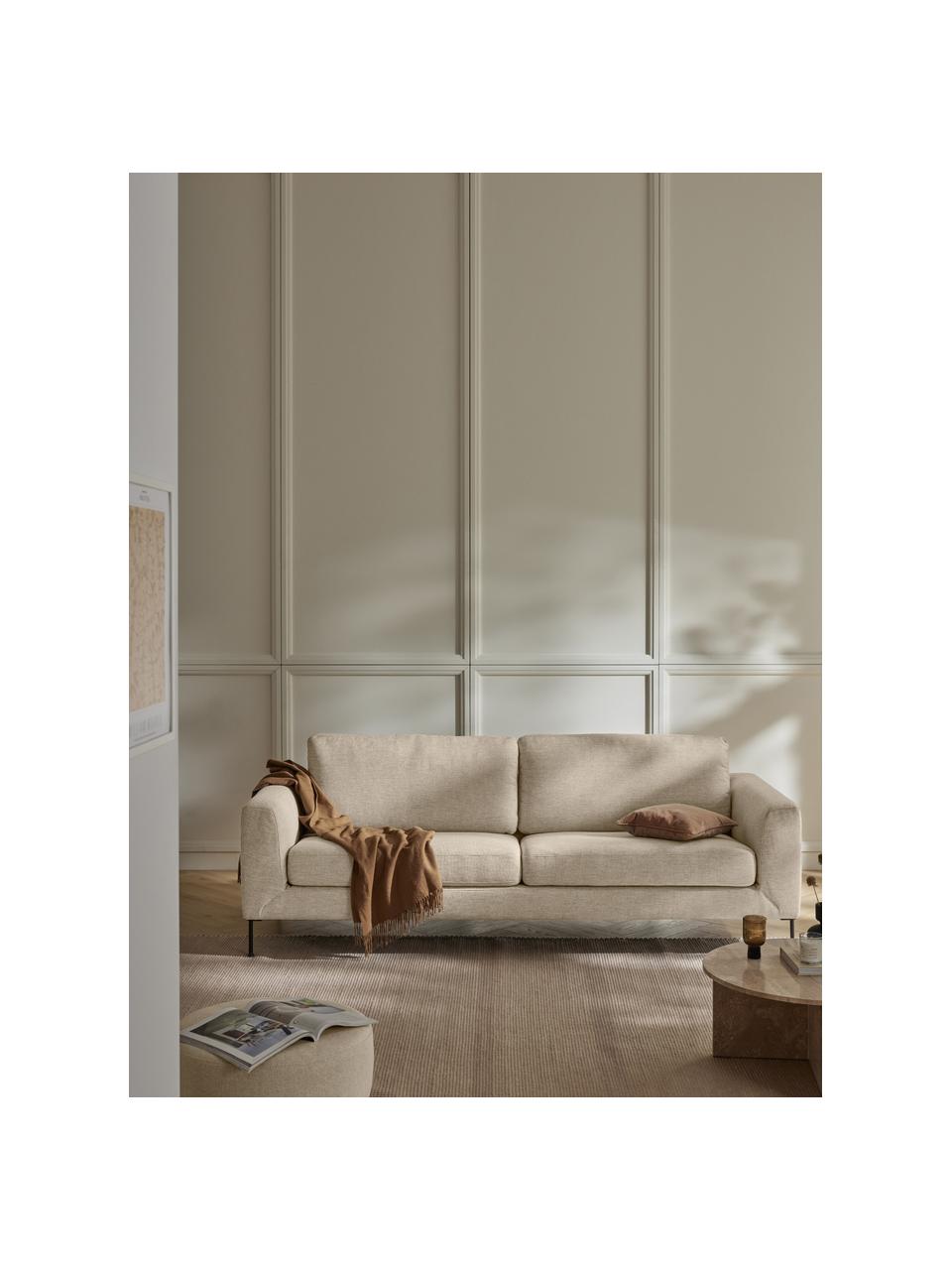 Bank Cucita (2-zits), Bekleding: geweven stof (100% polyes, Frame: massief grenenhout, Poten: gelakt metaal Dit product, Geweven stof beige, B 187 x D 94 cm